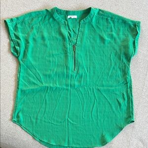Maurices Vibrant Green Blouse with Zipper Detail
